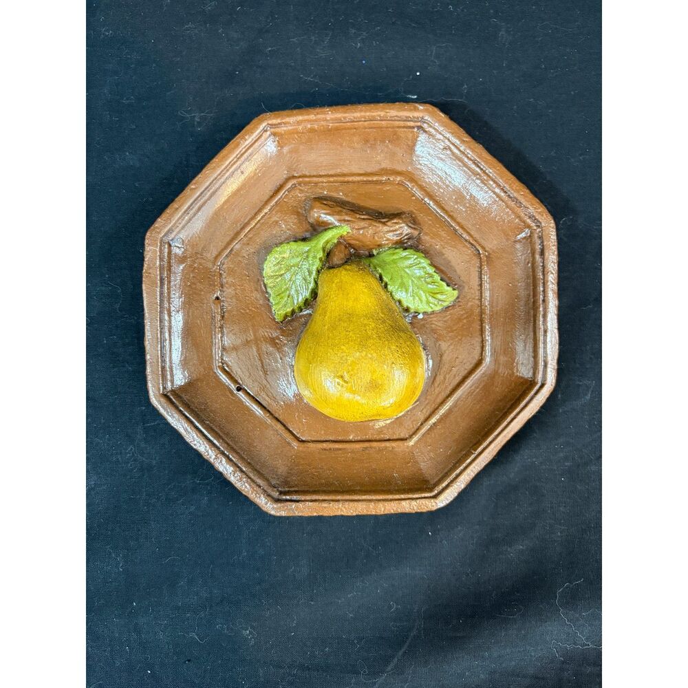 Vintage Chalkware Pear Wall Plaque Retro Kitchen Decor